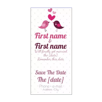 wedding save the date heart bird mauve reminder rose 