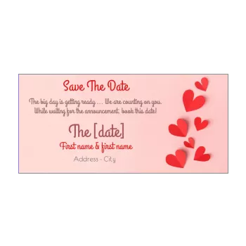 wedding save the date heart red reminder rose 