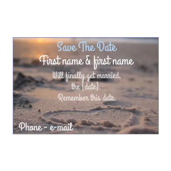 wedding save the date heart beach reminder 