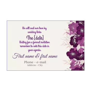 wedding save the date elegant flower mauve reminder 