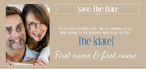 Wedding Save The Date Brown with photo template