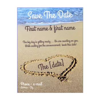 wedding save the date heart beach reminder sea 