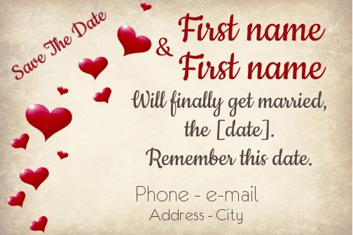 Wedding Save The Date Heart virtual free