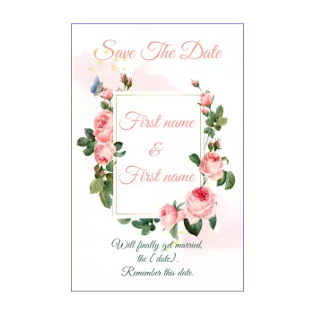 wedding save the date flower rose reminder 