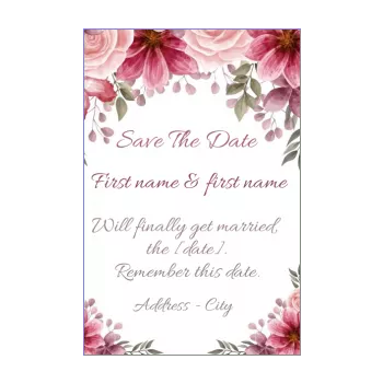 wedding save the date flower mauve reminder rose 