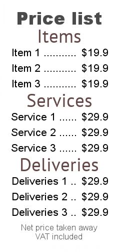Poster List Price White free template