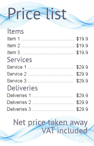 Poster List Price Blue Wave free template