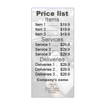 poster list price garage hand 