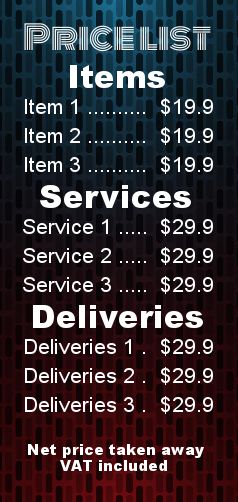 Poster List Price Blue Red free template