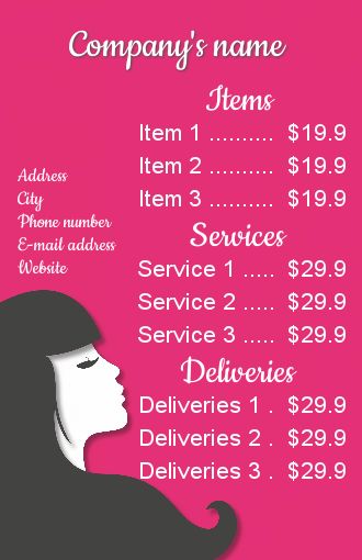 Poster Hairstyling List Price Rose free template