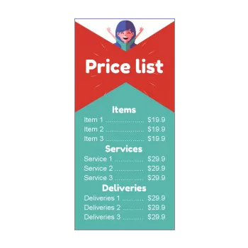 poster list price blue red ribbon women 