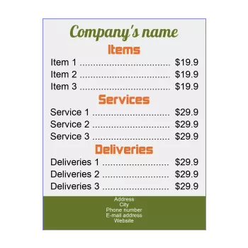 poster list price green grey orange 