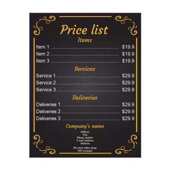 poster list price black orange slate 