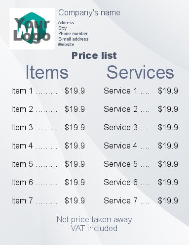 Poster List Price Grey with photo template