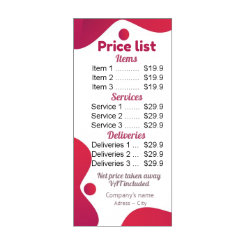 Poster List Price Balloon Red free template (card 2964)