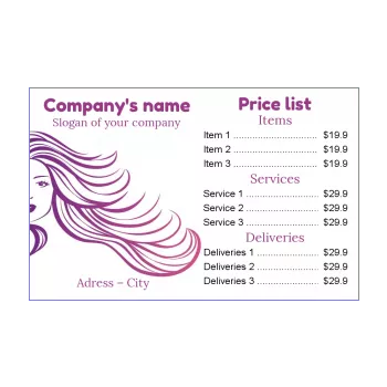 poster hairstyling list price drawing mauve women 