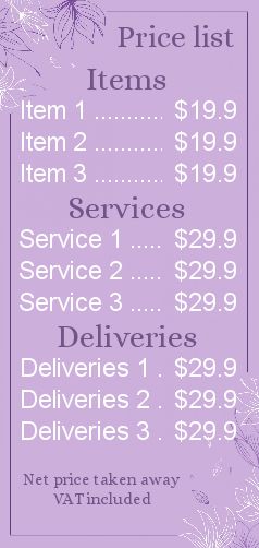 Poster Spa List Price Mauve free template