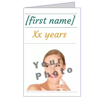 Birthday Card Invitation Green Orange with photo virtual